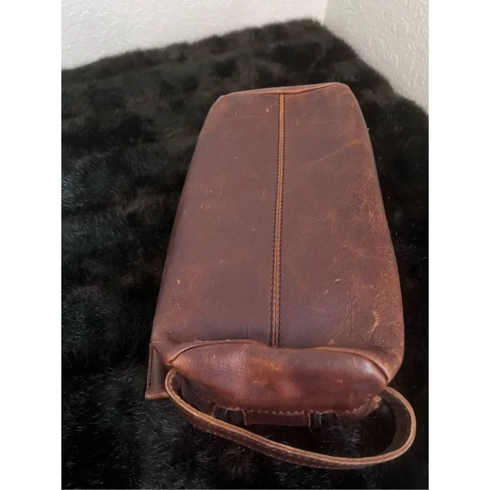 Osgoode Marley Distressed Leather Double Zip Travel Toiletry Shave Kit 2017